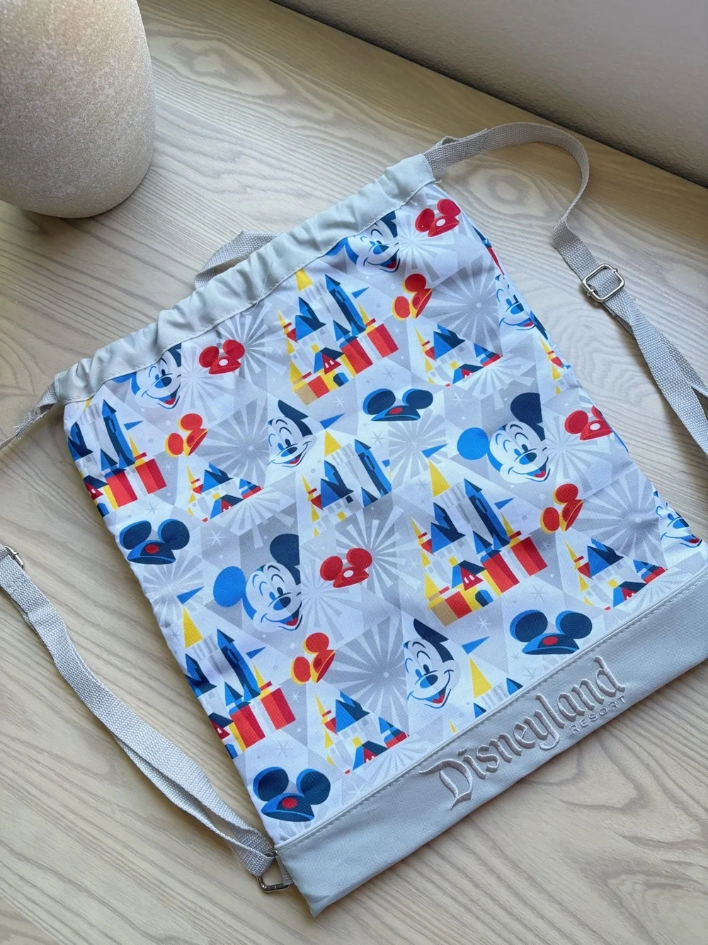 Disney Kids Drawstring Backpack in White with Character Print